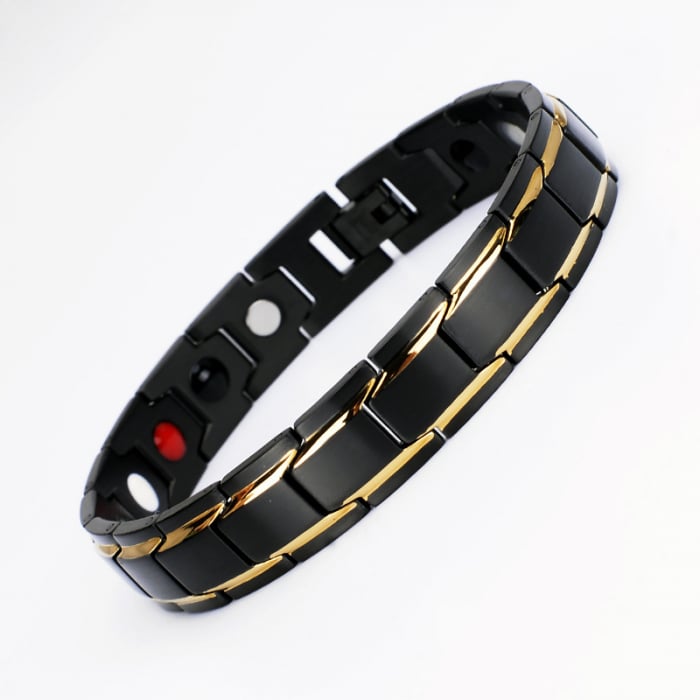 Bratara inox in 2 tonuri cu magneti, turmalina, germaniu si anioni [4]