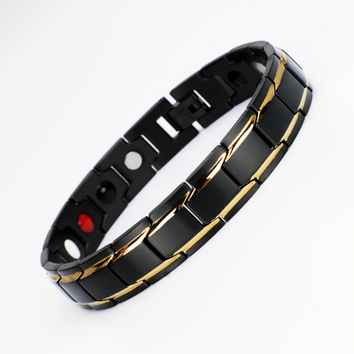 Bratara inox in 2 tonuri cu magneti, turmalina, germaniu si anioni [2]
