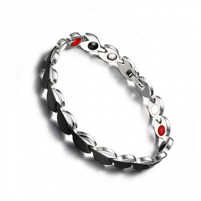 Bratara inox in 2 tonuri cu magneti, turmalina, germaniu si anioni [3]