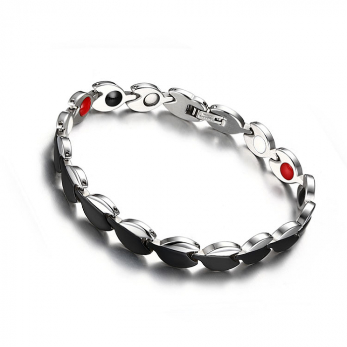 Bratara inox in 2 tonuri cu magneti, turmalina, germaniu si anioni [2]