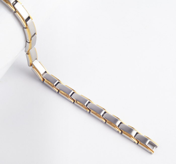 Bratara inox in 2 tonuri cu magneti, turmalina, germaniu si anioni [3]