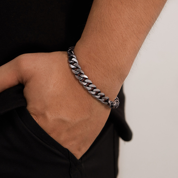 Bratara inox Lant Cubanez impletit – Stil Clasic si Masculin [13]