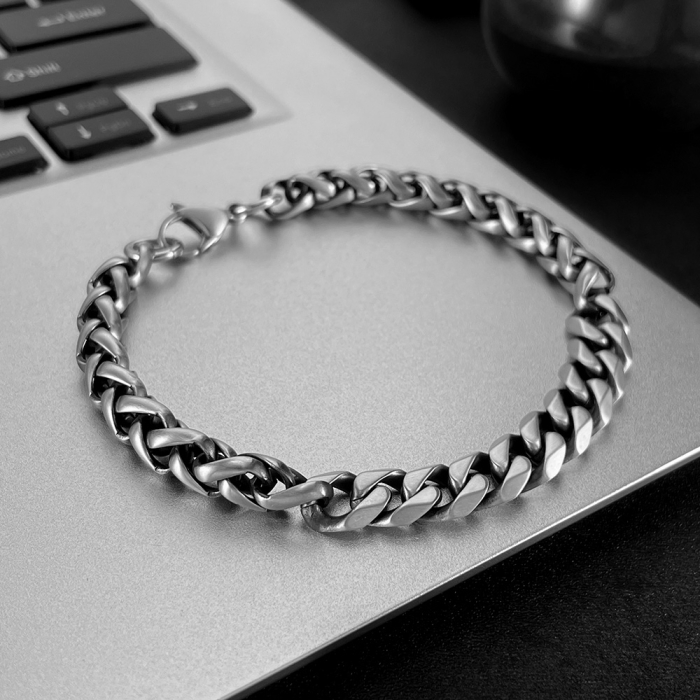 Bratara inox Lant Cubanez impletit – Stil Clasic si Masculin [12]
