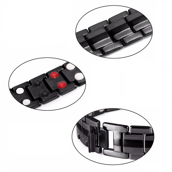 Bratara inox neagra cu magneti, turmalina, germaniu si anioni [5]