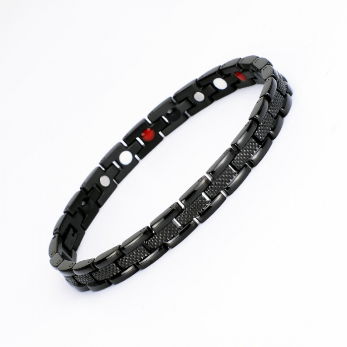 Bratara inox neagra cu magneti, turmalina, germaniu si anioni [4]