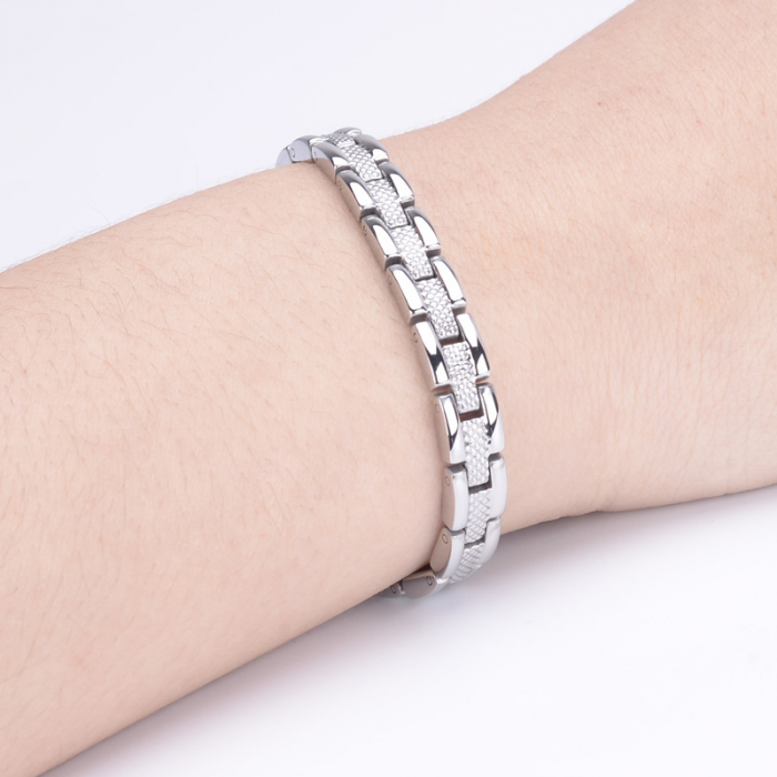 Bratara inox neagra cu magneti, turmalina, germaniu si anioni [2]