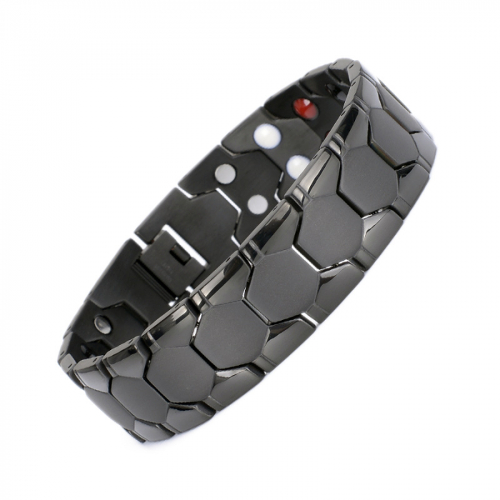 Bratara inox neagra cu magneti, turmalina, germaniu si anioni [8]