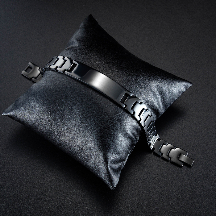 Bratara inox eleganta, neagra si cu placuta [10]