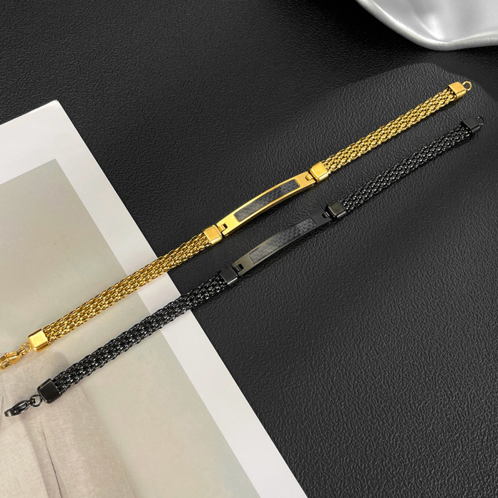 Bratara inox Plasa Neagra cu Placuta Carbon – Eleganta si Forta Urbana [4]