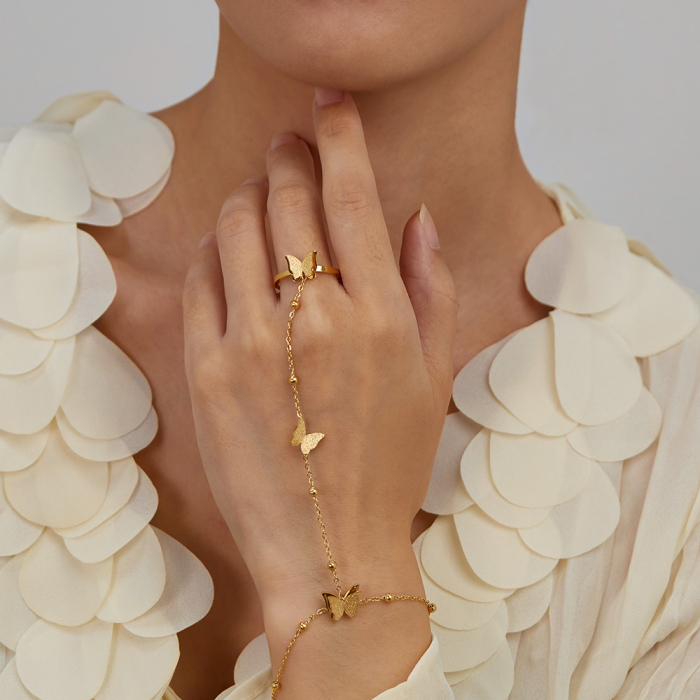 Bratara inox reglabila cu inel si fluturasi [9]