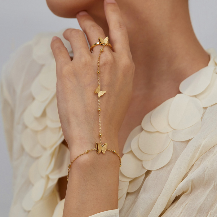 Bratara inox reglabila cu inel si fluturasi [2]