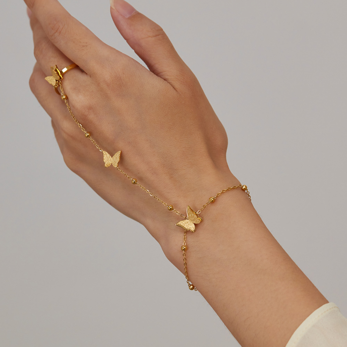 Bratara inox reglabila cu inel si fluturasi [4]