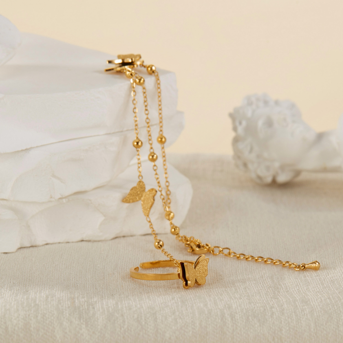 Bratara inox reglabila cu inel si fluturasi [12]