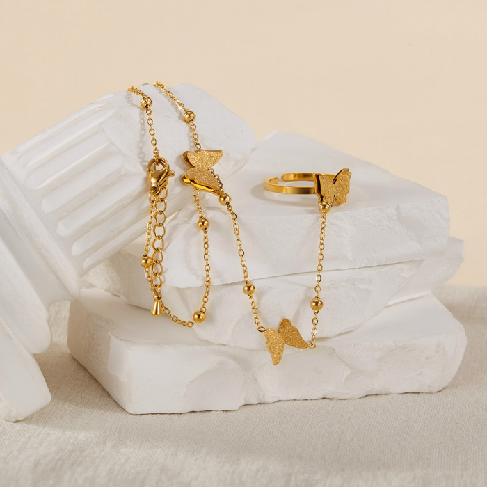 Bratara inox reglabila cu inel si fluturasi [3]