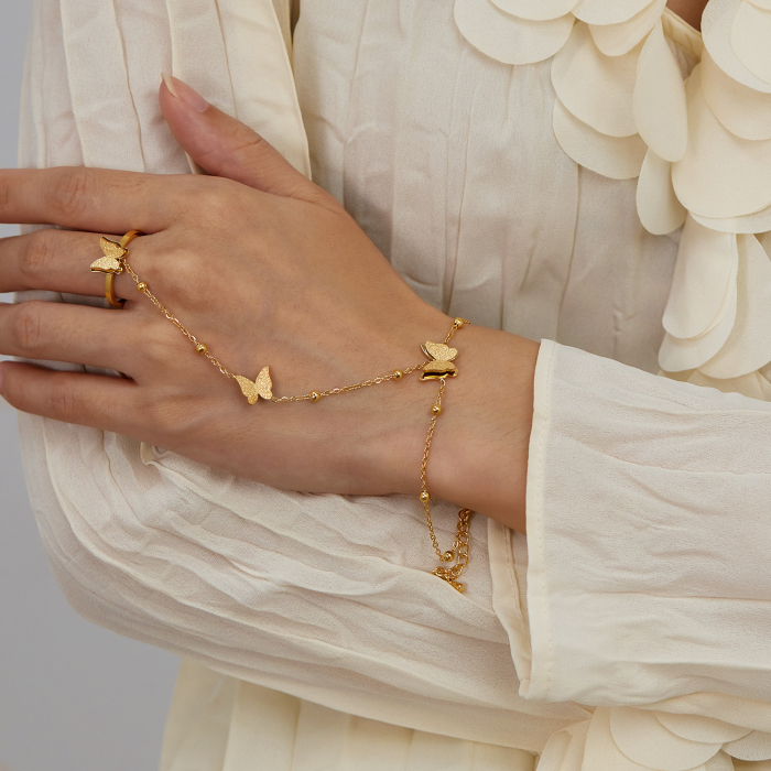 Bratara inox reglabila cu inel si fluturasi [7]