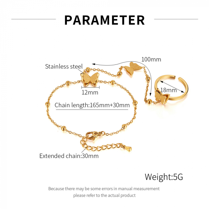 Bratara inox reglabila cu inel si fluturasi [11]