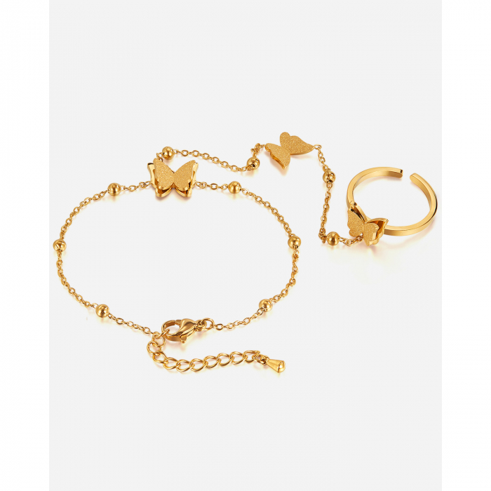 Bratara inox reglabila cu inel si fluturasi [15]