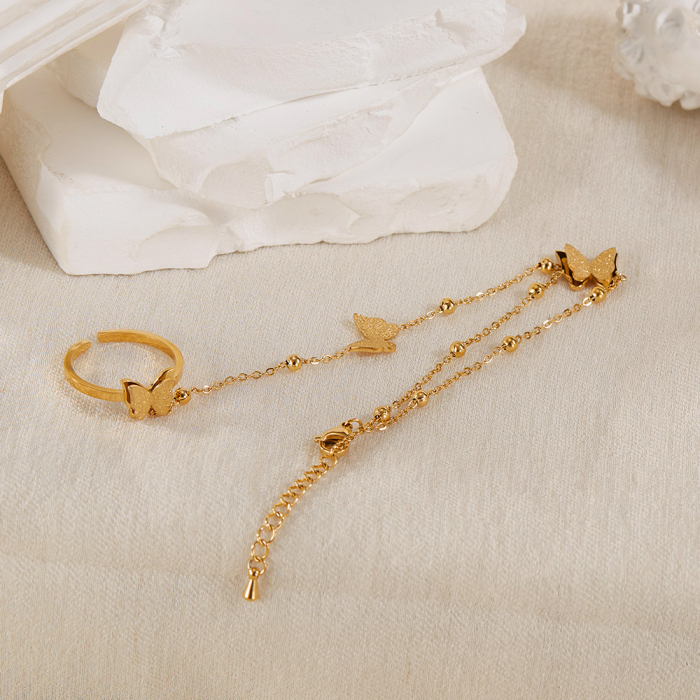 Bratara inox reglabila cu inel si fluturasi [14]