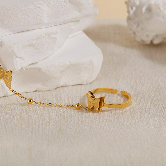 Bratara inox reglabila cu inel si fluturasi [8]