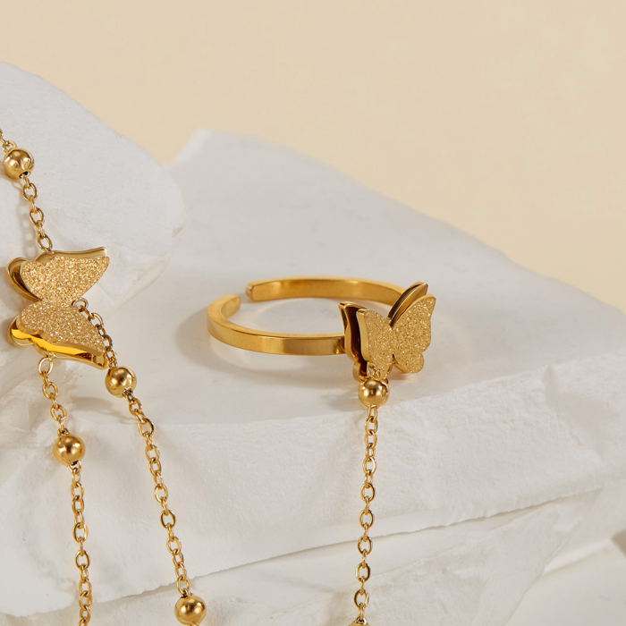 Bratara inox reglabila cu inel si fluturasi [6]