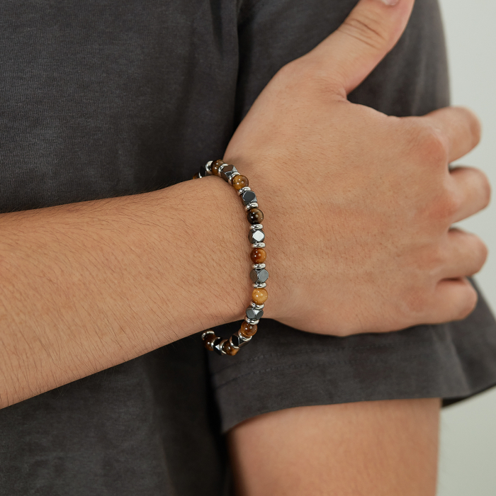 Bratara inox reglabila cu Ochi de Tigru si Hematite [8]