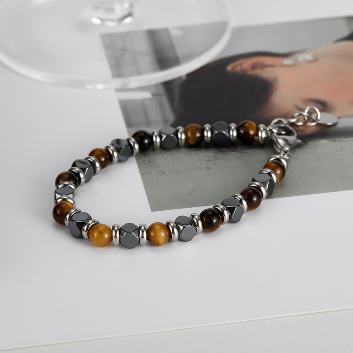 Bratara inox reglabila cu Ochi de Tigru si Hematite [7]