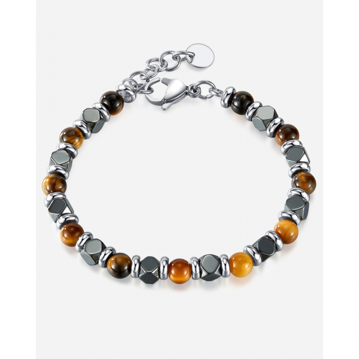 Bratara inox reglabila cu Ochi de Tigru si Hematite [15]