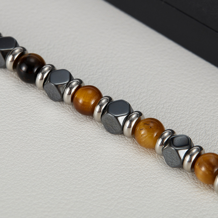 Bratara inox reglabila cu Ochi de Tigru si Hematite [3]