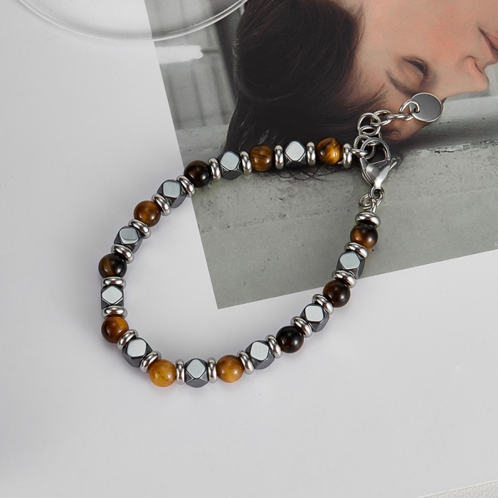 Bratara inox reglabila cu Ochi de Tigru si Hematite [5]
