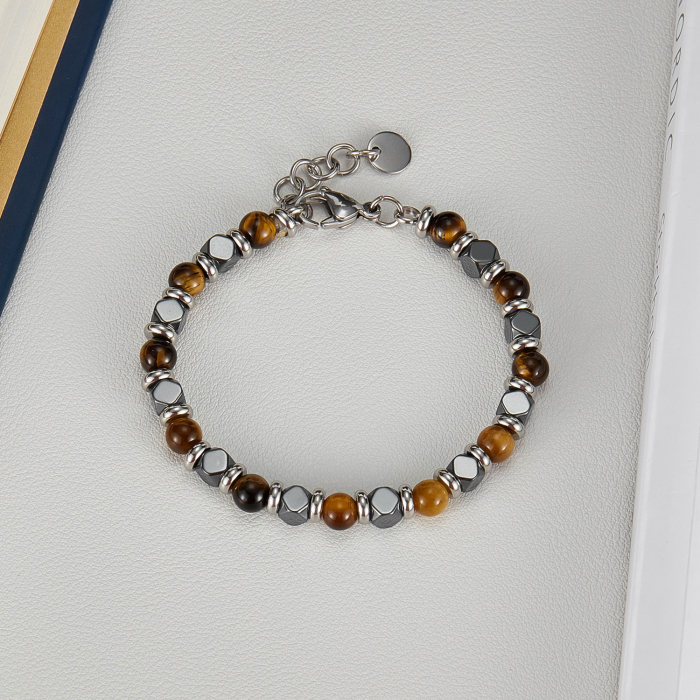 Bratara inox reglabila cu Ochi de Tigru si Hematite [11]