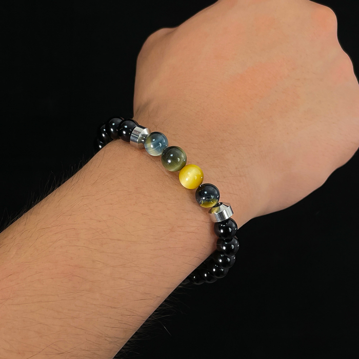 Bratara inox reglabila cu Ochi de Tigru si Onix [4]
