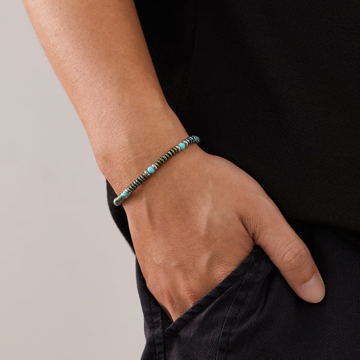 Bratara inox reglabila cu Turcoaz si Lapis Lazuli [4]