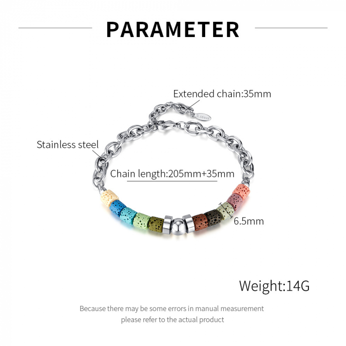 Bratara inox reglabila Curcubeu din roci vulcanice [9]