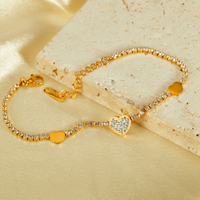 Bratara tennis inox reglabila cu inimioare si zirconii [5]