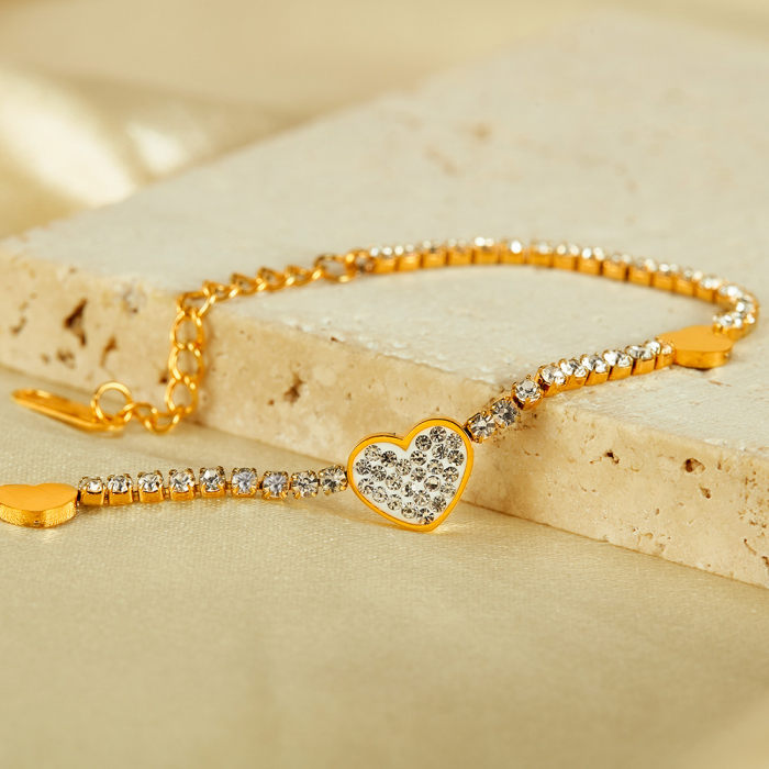 Bratara tennis inox reglabila cu inimioare si zirconii [3]