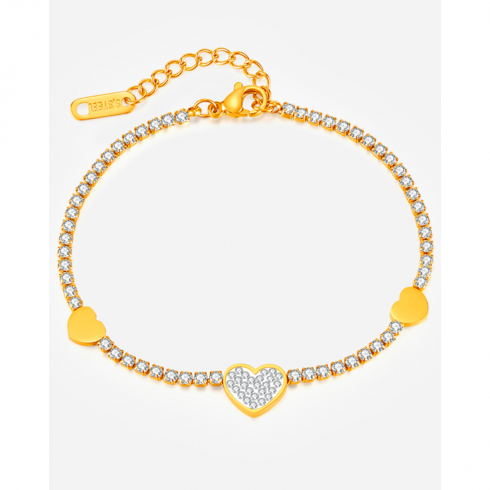 Bratara tennis inox reglabila cu inimioare si zirconii [10]