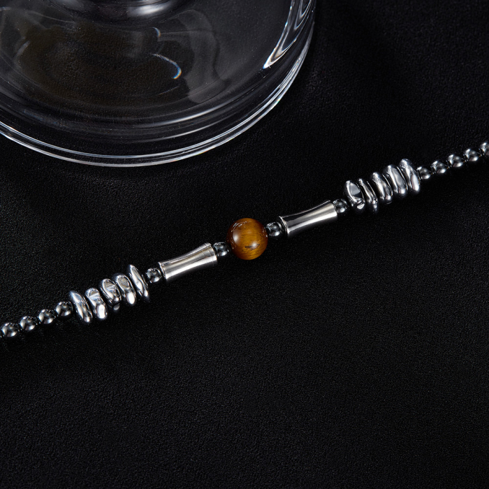 Bratara inox reglabila Unisex cu Ochi de Tigru si Hematite [3]