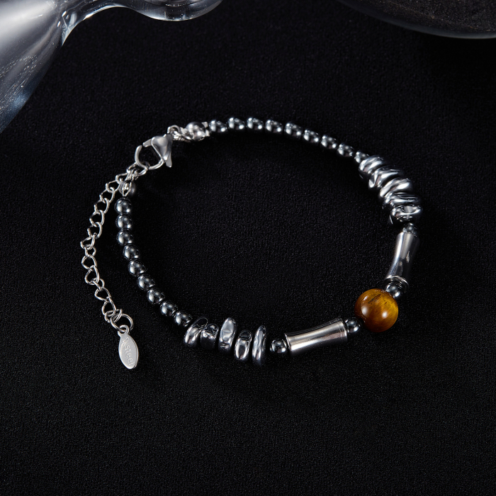 Bratara inox reglabila Unisex cu Ochi de Tigru si Hematite [11]