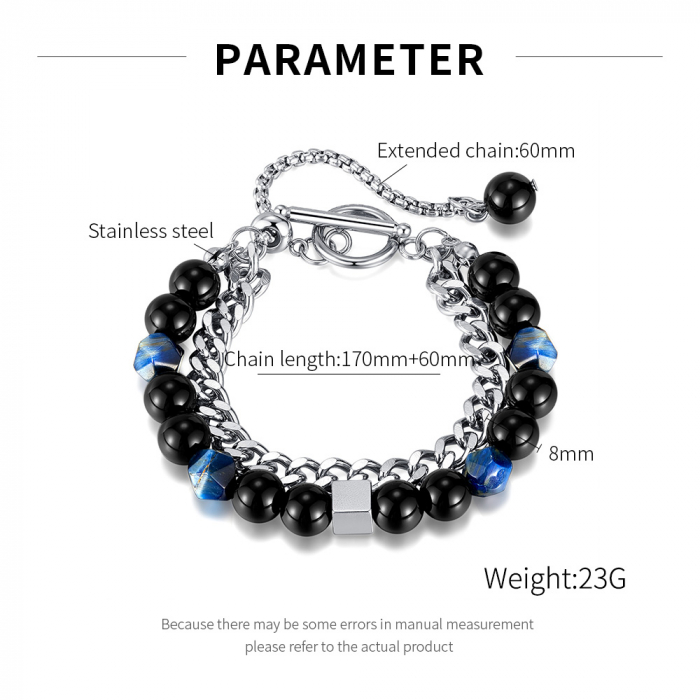 Bratara inox reglabila Unisex cu Onix [9]