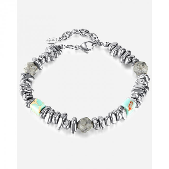 Bratara inox reglabila Unisex cu Tarzanstone  si Hematite [15]