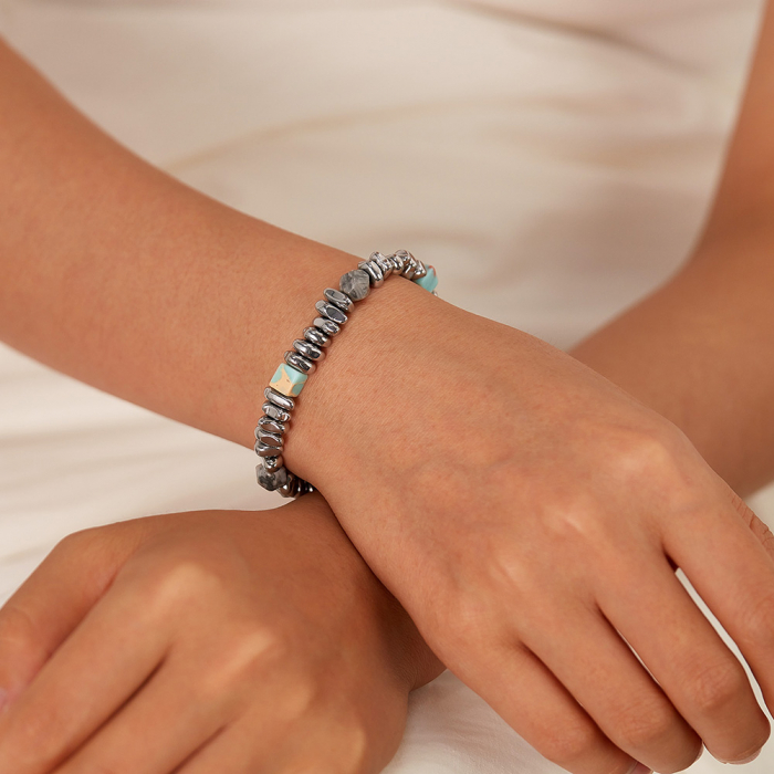 Bratara inox reglabila Unisex cu Tarzanstone  si Hematite [14]