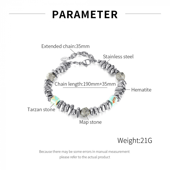 Bratara inox reglabila Unisex cu Tarzanstone  si Hematite [9]