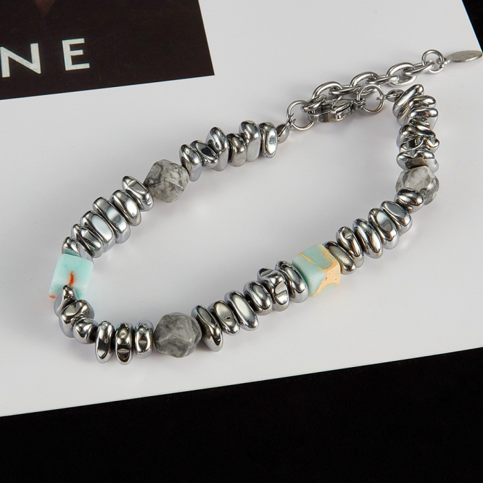 Bratara inox reglabila Unisex cu Tarzanstone  si Hematite [2]