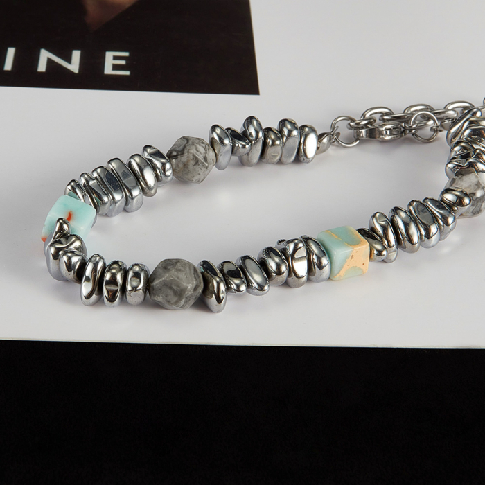 Bratara inox reglabila Unisex cu Tarzanstone  si Hematite [8]