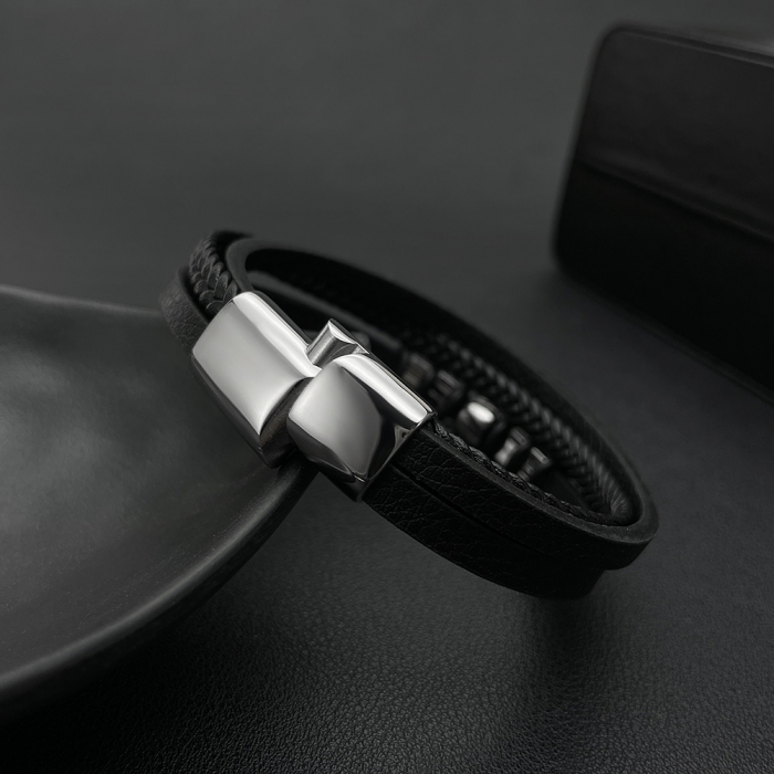 Bratara inox si piele cu Berbec [8]