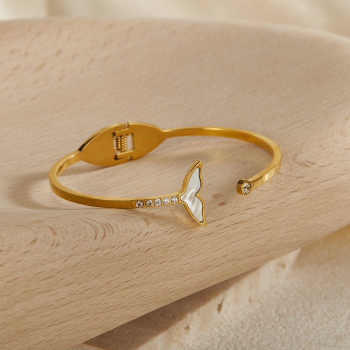 Bratara inox Sirena cu zirconii si abalone [8]