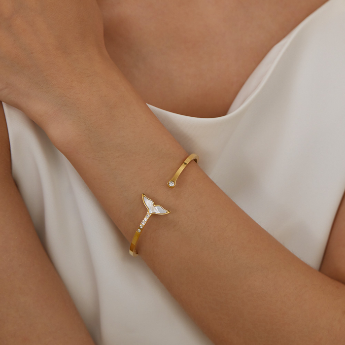 Bratara inox Sirena cu zirconii si abalone [2]