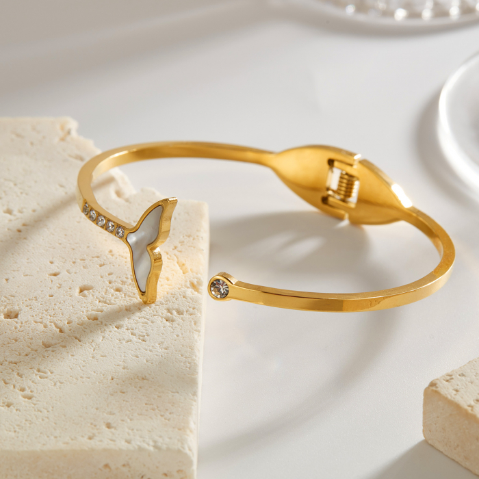 Bratara inox Sirena cu zirconii si abalone [11]