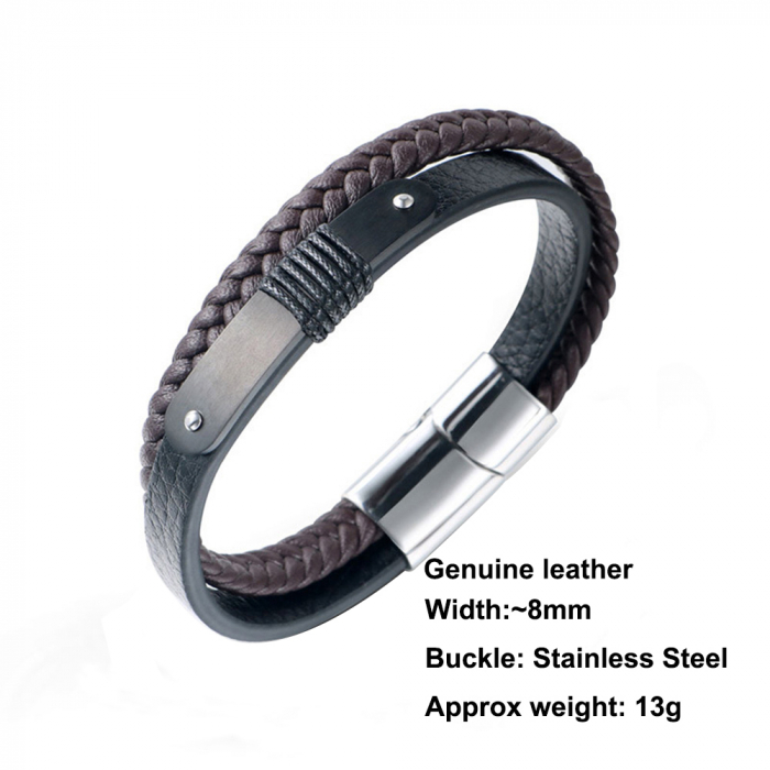 Bratara din piele naturala cu placuta inox [2]