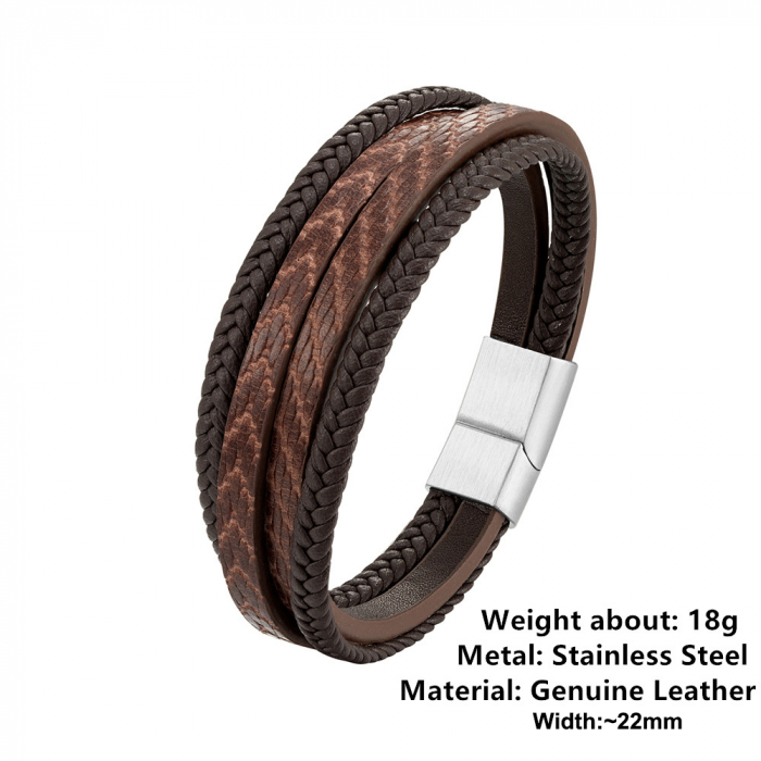 Bratara maro din piele naturala si inchizatoare din inox [4]
